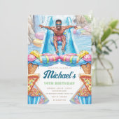 Invitation Waterpark Fun Teen Summer Slide Party Birthday (Debout devant)