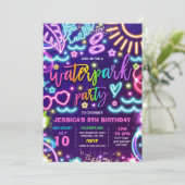 Invitation Waterpark Splash Pad Anniversaire Fête Tie Dye Glo (Debout devant)