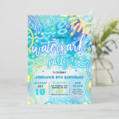 Invitation Waterpark Splash Pad Anniversaire Fête Tie Dye Glo (Debout devant)