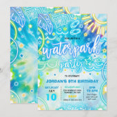 Invitation Waterpark Splash Pad Anniversaire Fête Tie Dye Glo (Devant / Derrière)