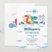 Invitation Waterpark Watertoboggan Pool fête anniversaire (Devant / Derrière)