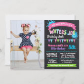 Invitation Waterslide anniversaire été rose calboard photo (Devant)