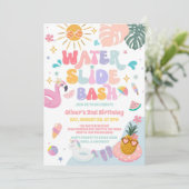 Invitation Waterslide Bash Tropical Summer Birthday  (Debout devant)