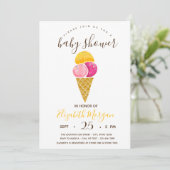 Invitation Watwecolor Crème glacée, Baby shower rayures (Debout devant)