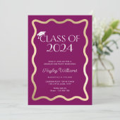 Invitation Wave Wine Gold Party (Debout devant)