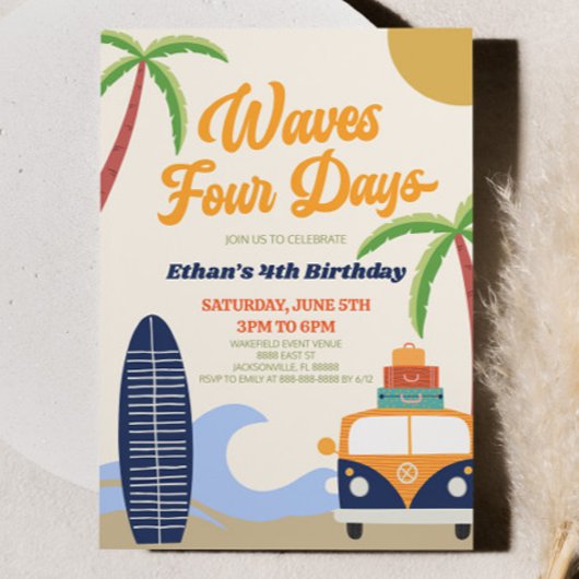 Invitation Waves Four Days Beach Surf 4ème anniversaire