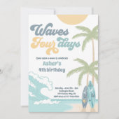 Invitation Waves Four Days Retro Surf Beach 4e anniversaire (Devant)