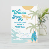 Invitation Waves Four Days Retro Surf Beach 4e anniversaire (Debout devant)