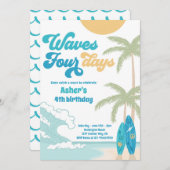 Invitation Waves Four Days Retro Surf Beach 4e anniversaire (Devant / Derrière)