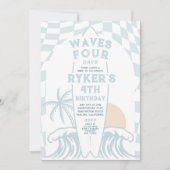 Invitation Waves Four Days Surf Surfing 4th Birthday Party (Devant)