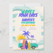 Invitation Waves Four Days Surf Van 4th Birthday (Devant)