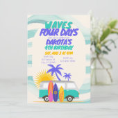 Invitation Waves Four Days Surf Van 4th Birthday (Debout devant)