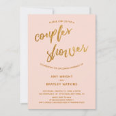 Invitation Waves Gold moderne écriture main Blush Couples Dou (Devant)
