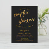 Invitation Waves Gold moderne écriture manuscrite Couples noi (Debout devant)