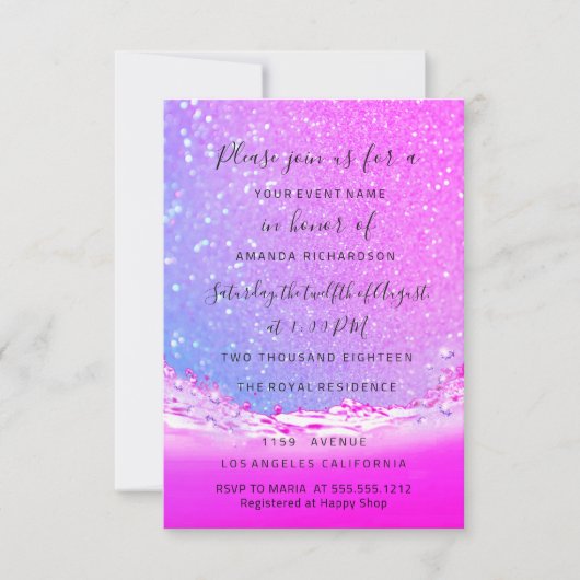 Invitation Waves Ocean Fuchsia Mariage rose de mariage Ombre (Devant)