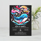 Invitation Waves Whale Boho Girl Anniversaire (Debout devant)