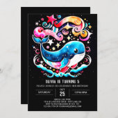 Invitation Waves Whale Boho Girl Anniversaire (Devant / Derrière)