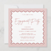 Invitation Wavy Border Mme & Mme Fiançailles Shower Invitatio (Devant)