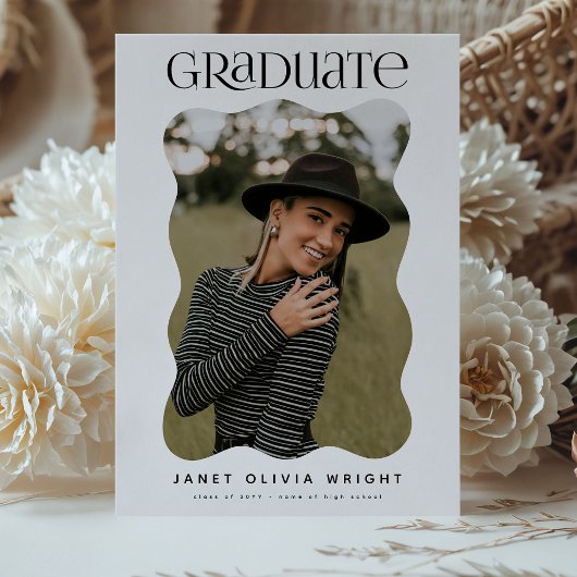 Invitation Wavy Edge Graduate Photo Parti de graduation moder