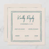 Invitation Wavy Green écriture manuscrite Rétro mariage Rsvp (Devant / Derrière)