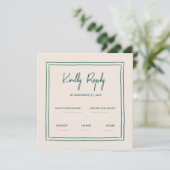 Invitation Wavy Green écriture manuscrite Rétro mariage Rsvp (Debout devant)