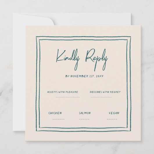 Invitation Wavy Green écriture manuscrite Rétro mariage Rsvp (Devant)
