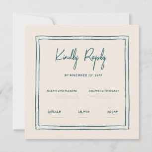 Invitation Wavy Green écriture manuscrite Rétro mariage Rsvp
