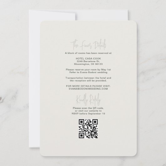 Invitation Wavy Green RSVP QR Code Mariage (Dos)