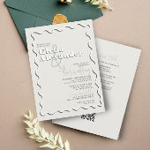 Invitation Wavy Green RSVP QR Code Mariage