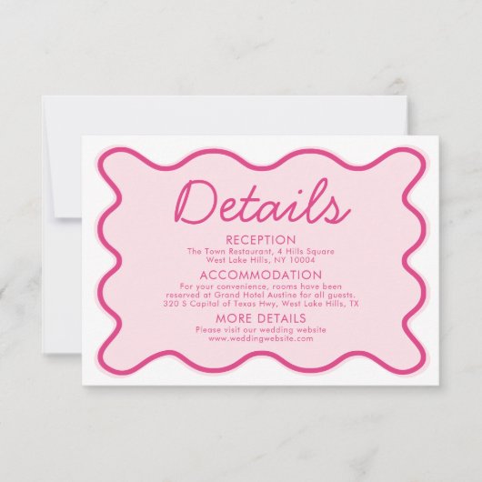 Invitation Wavy Modern Curvy Bold Retro rose Mariage Détails (Devant)
