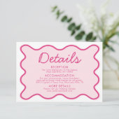 Invitation Wavy Modern Curvy Bold Retro rose Mariage Détails (Debout devant)