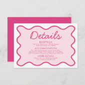 Invitation Wavy Modern Curvy Bold Retro rose Mariage Détails (Devant / Derrière)