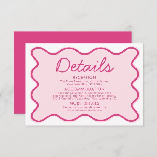 Invitation Wavy Modern Curvy Bold Retro rose Mariage Détails (Devant / Derrière)
