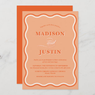 Invitation Wavy Peach Orange Mariage