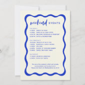 Invitation Wavy Retro Blue Bachelorette Week-end Itinéraire (Dos)