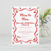 Invitation Wavy Retro Cherry Valentine Fête des mariées (Debout devant)