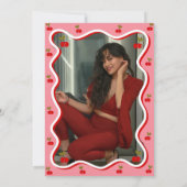 Invitation Wavy Retro Cherry Valentine Fête des mariées (Dos)