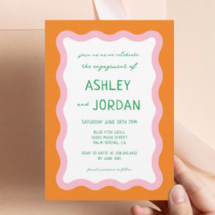 Invitation Wavy Retro Colorful les années 70 Mariage