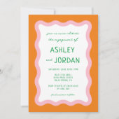 Invitation Wavy Retro Colorful les années 70 Mariage (Devant)