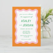 Invitation Wavy Retro Colorful les années 70 Mariage (Debout devant)