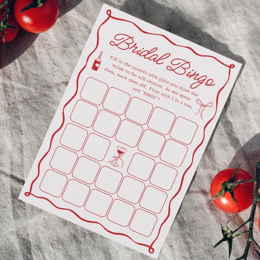 Invitation Wavy That's Amore Fête des mariées Bingo Game Card