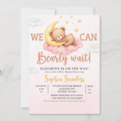 Invitation We Can Bearly Wait Baby Shower Pink Bear (Devant)