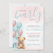 Invitation We Can Bearly Wait Bear Baby Shower (Devant)