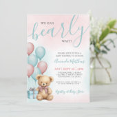 Invitation We Can Bearly Wait Bear Baby Shower (Debout devant)