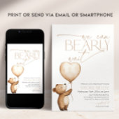 Invitation We Can Bearly Wait Bear Balloon Baby Shower