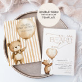 Invitation We Can Bearly Wait Bear Balloon Baby Shower