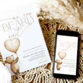 Invitation We Can Bearly Wait Bear Balloon Baby Shower