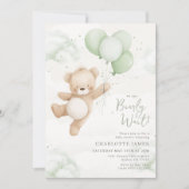 Invitation We can Bearly Wait! Bear Sage Balloon Baby Shower (Devant)