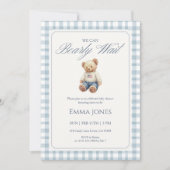 Invitation We Can Bearly Wait Blue Gingham pattern shower (Devant)