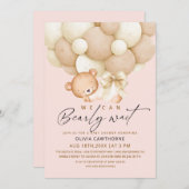 Invitation We can Bearly Wait Blush Pink Baby Shower (Devant / Derrière)